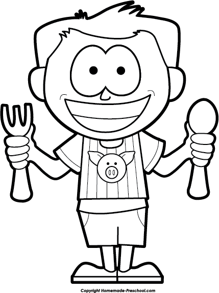 Hungry Kid Clipart - Hungry Black And White (429x572)