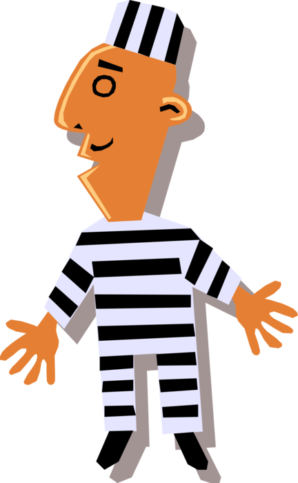 Vector Illustration Of Incarcerated Prisoner In Prison - Prisoners Clipart (432x700)