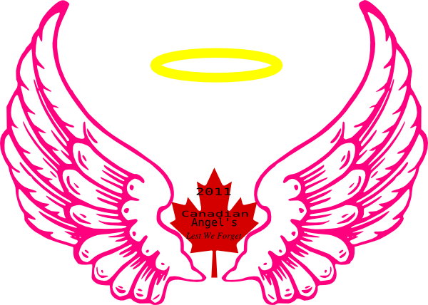 Canadian Wing Angel Halo 2 Clip Art - Angel Wing Drawing Png (600x428)