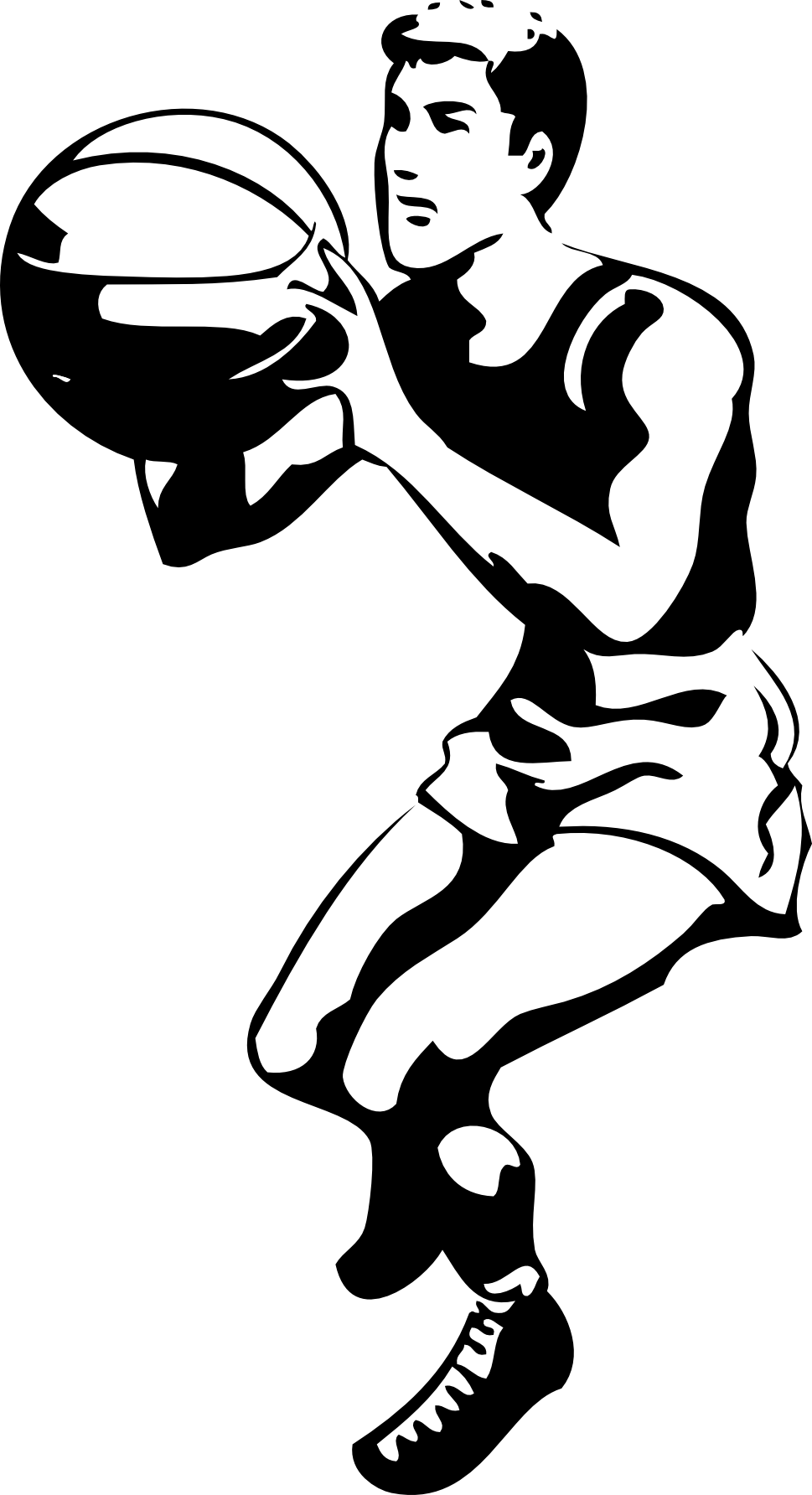 Black And White Basketball Clipart - Basketball Player Clip Art (969x1784)