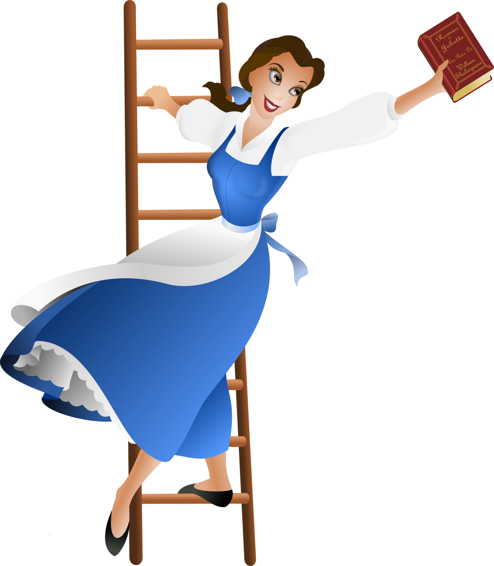 Blue Dress Clipart Belle - Beauty And The Beast Belle With Book (1600x1833)