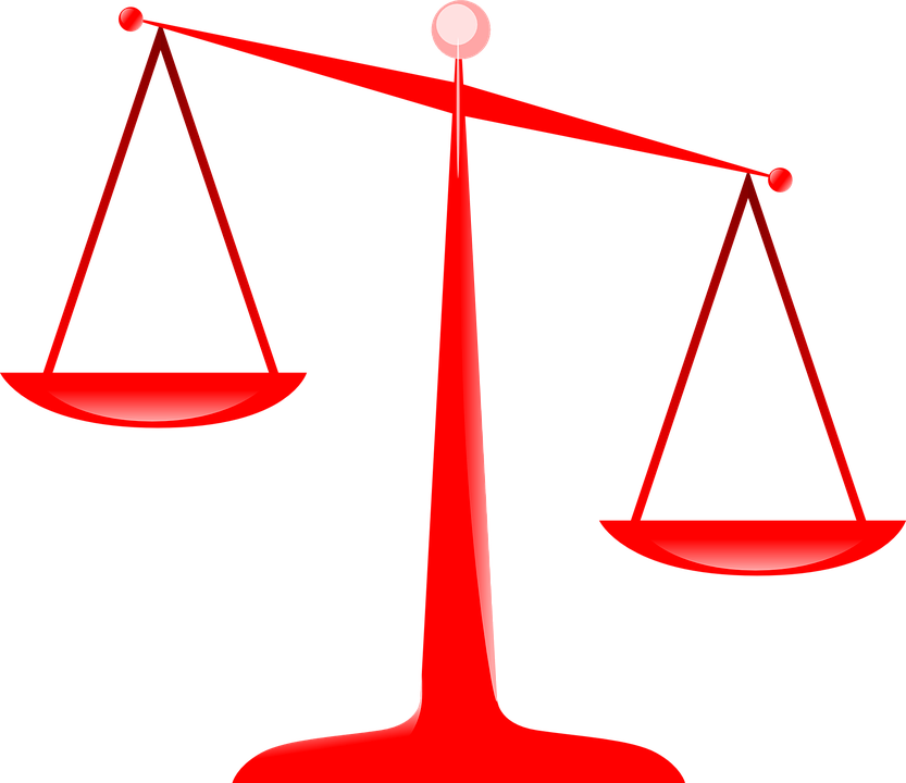 The Plaintiffs Also Say It Violates The First And Fifth - Scales Of Justice Clipart Red (833x720)