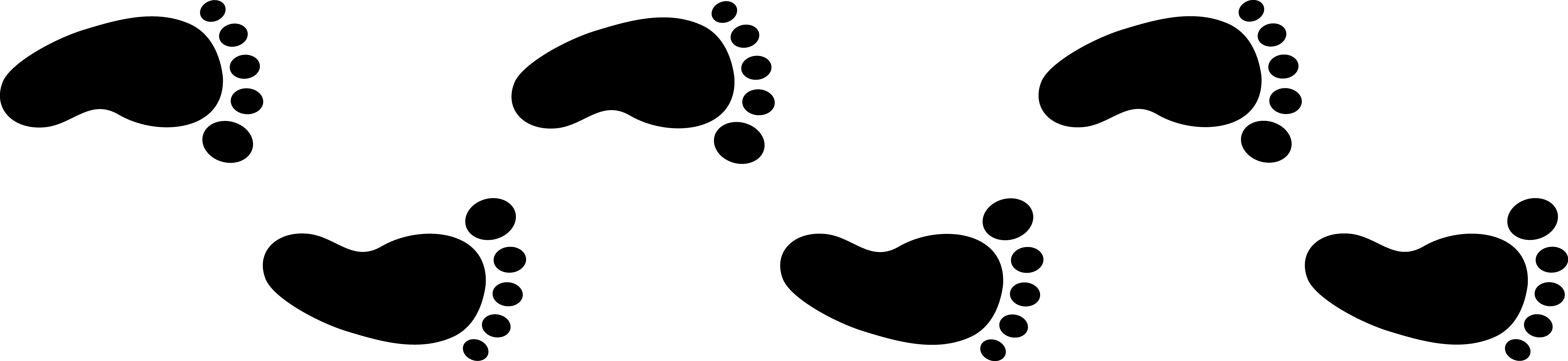 Six Little Black Footprints - Walking Feet Clipart (7690x1772)