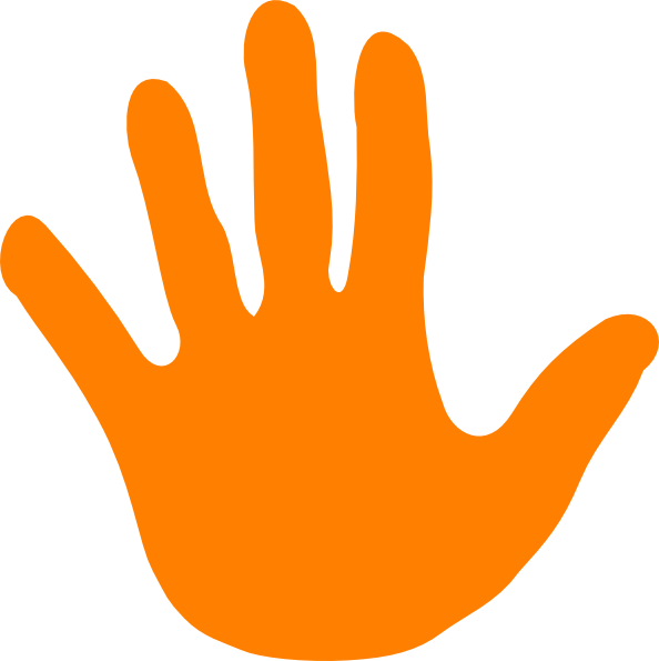 Right Clipart Left Hand - Orange Hand Clipart (594x595)