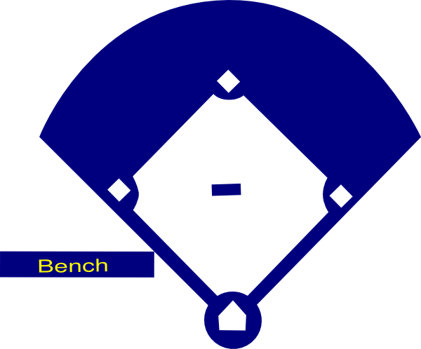 Baseball Field Blue Clip Art - Baseball Field Black And White Cartoon (600x498)