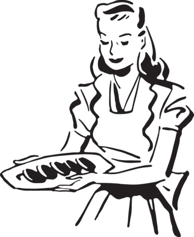 Woman Serves Food - Sitting (393x480)