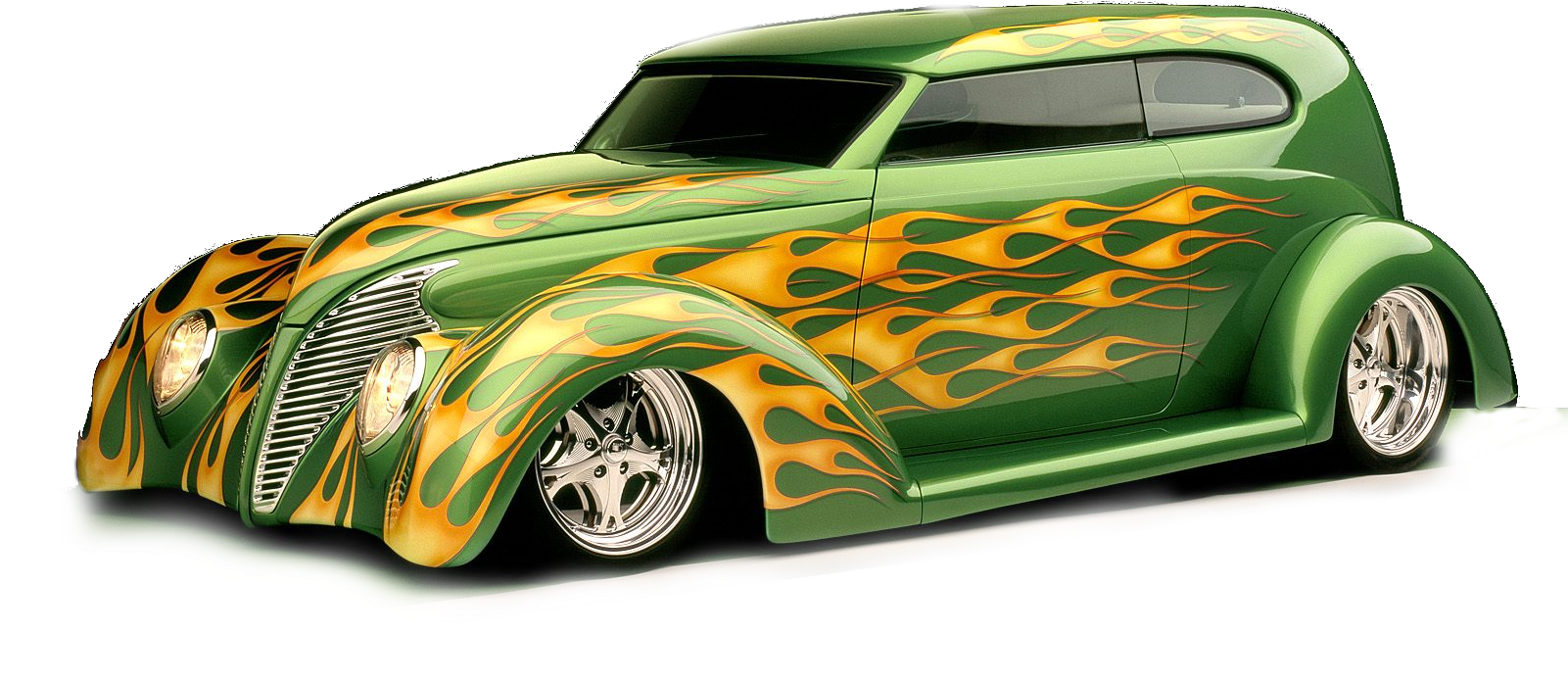 Png Car - Green Flames On Hot Rods (1600x1200)
