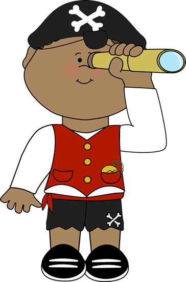 Pirate Looking Out Of Telescope - Pirate Looking Through Telescope (364x550)