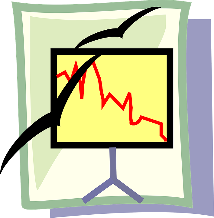 Line Graph Screen Seagulls Presentation Yellow - Clip Art (708x720)