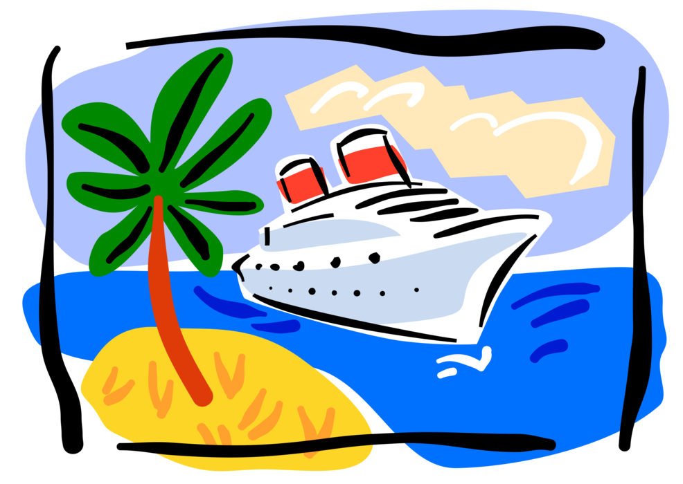 Vector Illustration Of Cruise Ship Or Cruise Liner - Cruise Clipart (986x700)