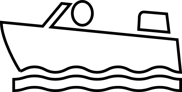 Motorboat-outline Clip Art - Cartoon Outline Of Boat (600x306)