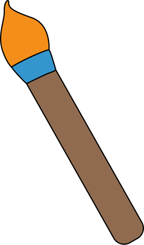 Orange Art Paint Brush - Cute Paint Brush Clipart (294x500)