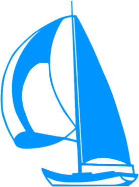Sailboat Silhouette Clipart - Blue Boat Silhouette Png (390x390)