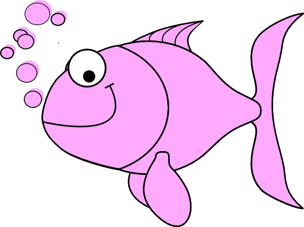 Fancy Idea Clipart Fish Pink Bubbles Clip Art At Clker - Fish Black And White Clipart (600x449)