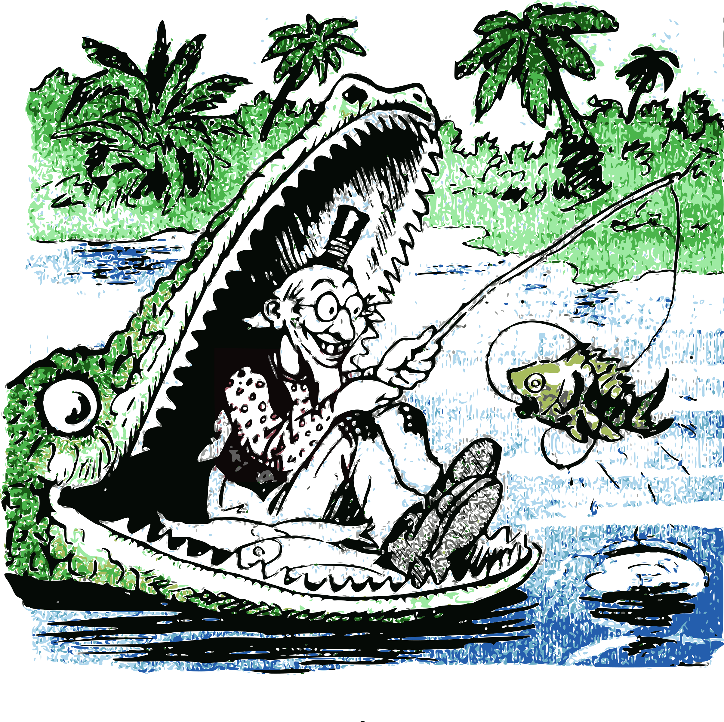 Fishing In The Gator's Mouth By J4p4n - Never A Dull Moment Wall Calendar (2407x2400)