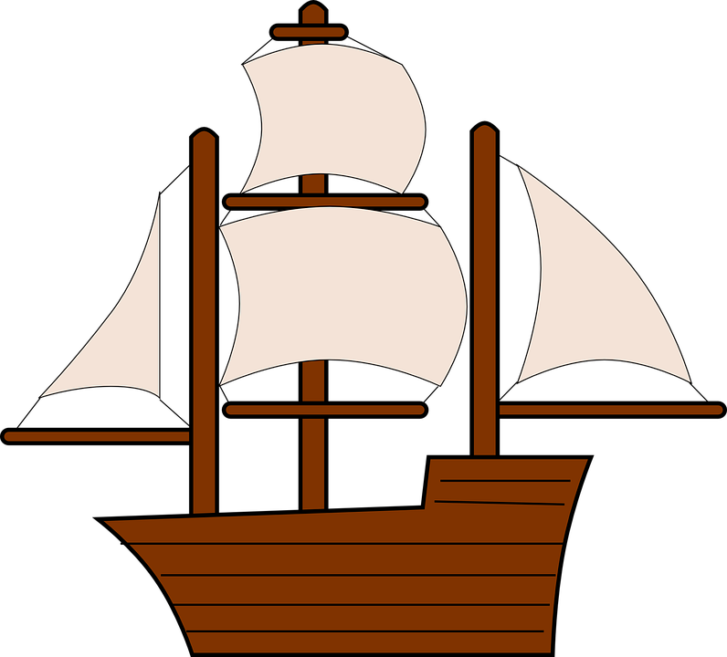 Sailing Ship Boat Sail Pirate Transportation - Sailing Ship Clipart (796x720)