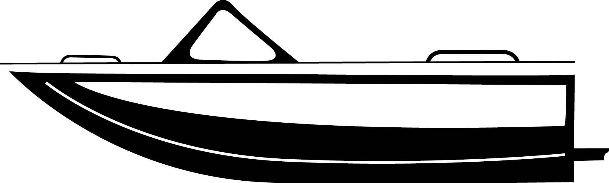 Speed Boat Black And White Clipart (2071x625)