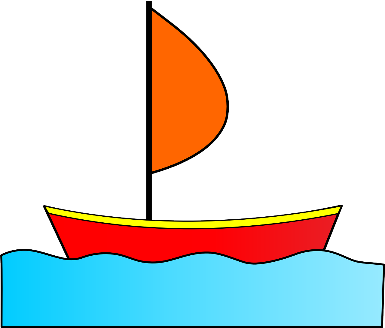 Water Sailing Boat Sail Sea Ocean Vessel - Boat On Water Clip Art (1280x1099)