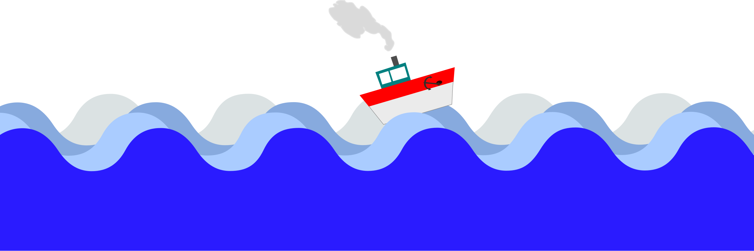 Big Image - Blue Sea Clip Art (2400x801)