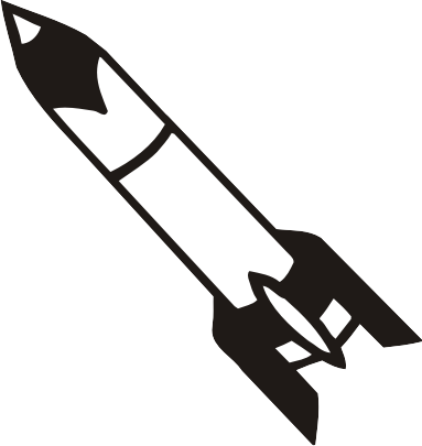 Model Rocket Clip Art - Rocket Clipart Black & White (383x405)