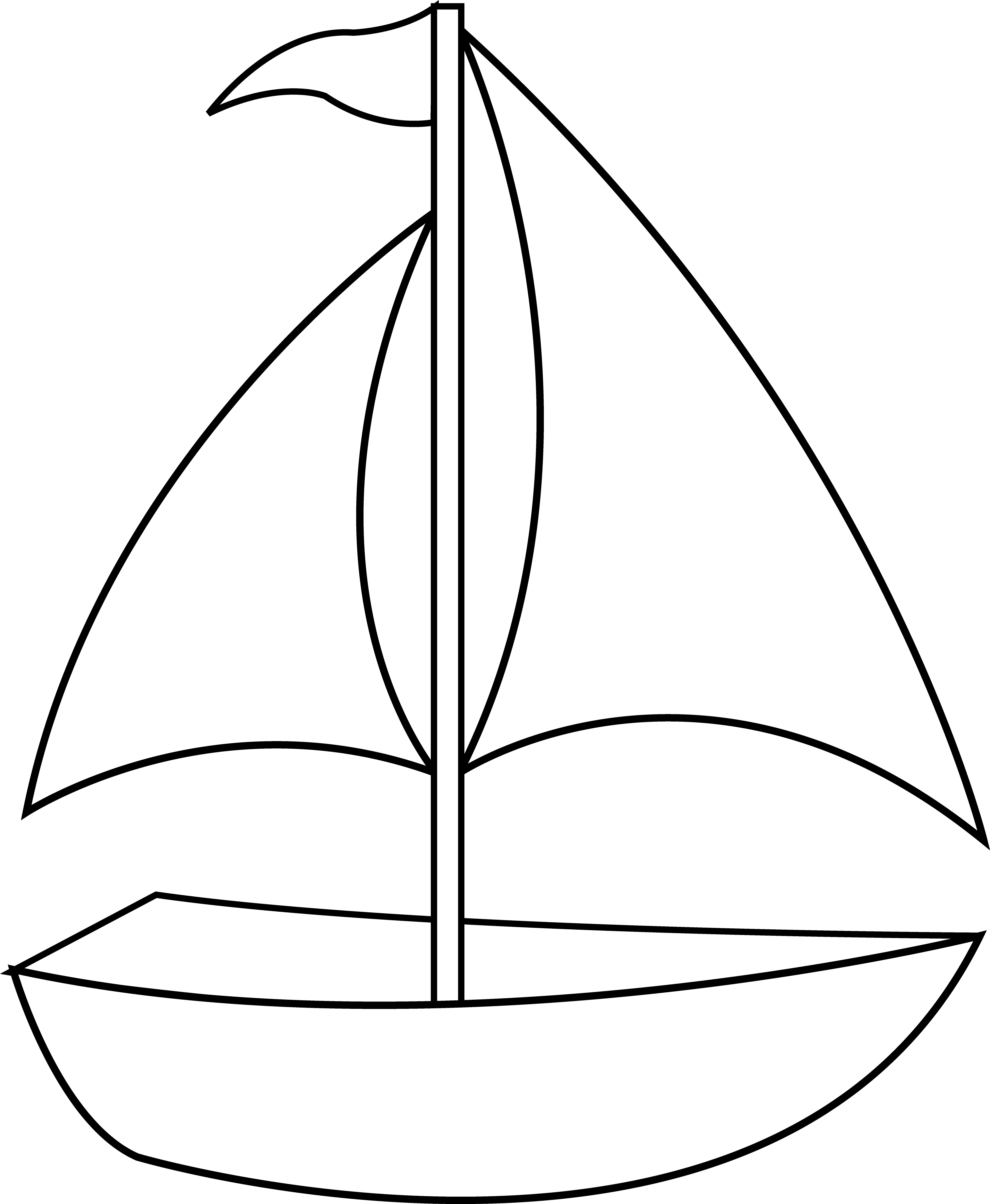 Colorable Sailboat Line Art - Sailboat Clipart Black And White (3901x4744)