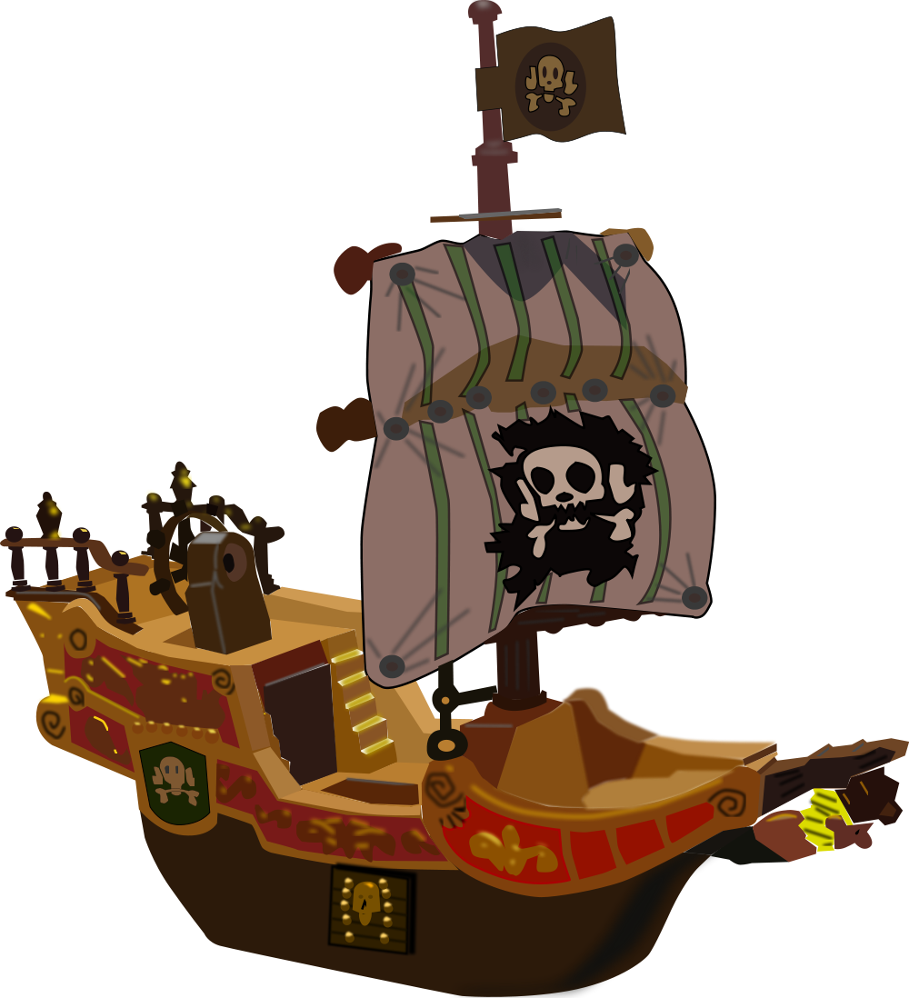 Pirate Ship Clipart, Vector Clip Art Online, Royalty - Cartoon Pirate Ship (2000x2196)