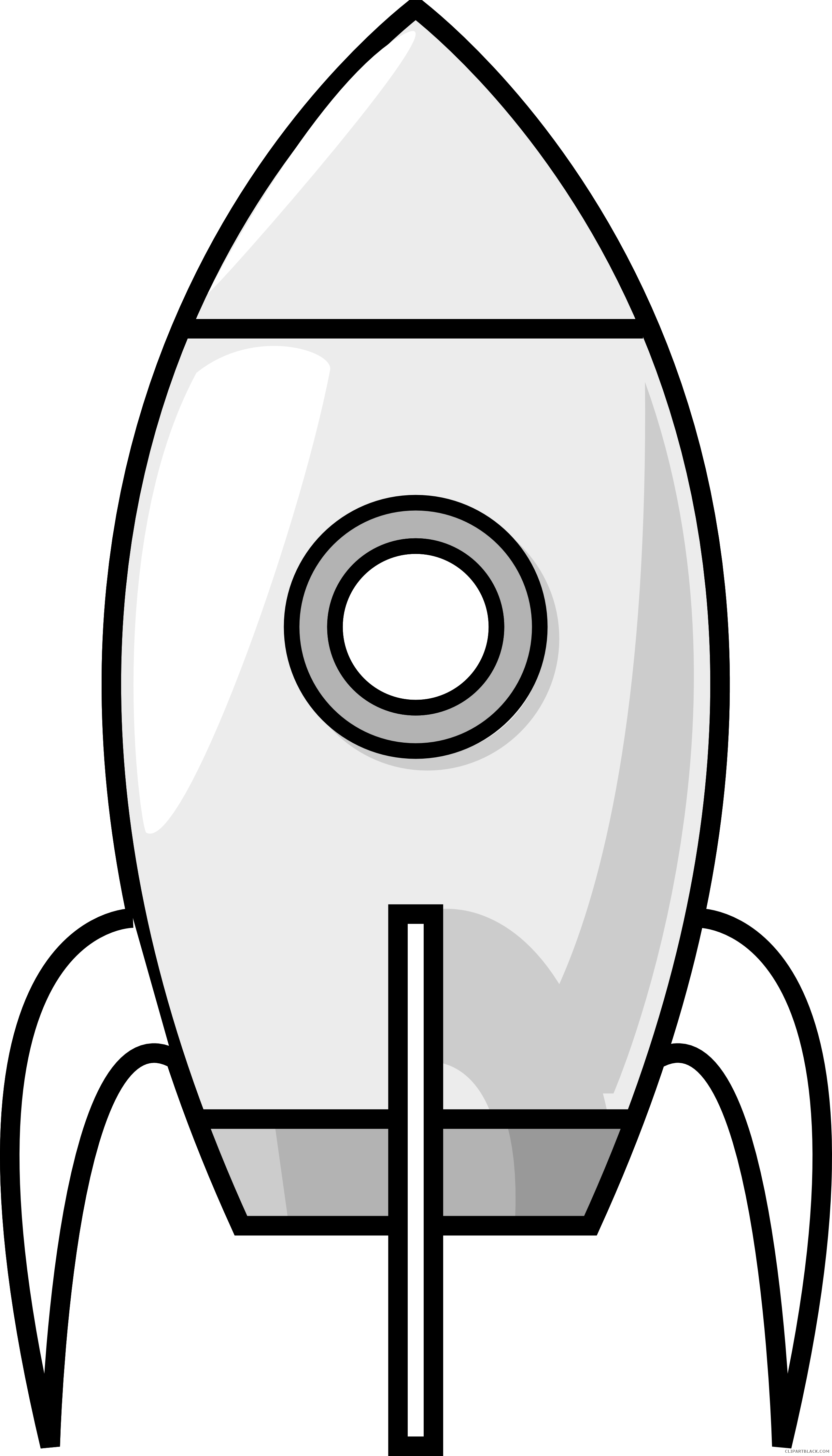 Lack And White Rocket Clip Art - Rocket Black And White (2555x4468)
