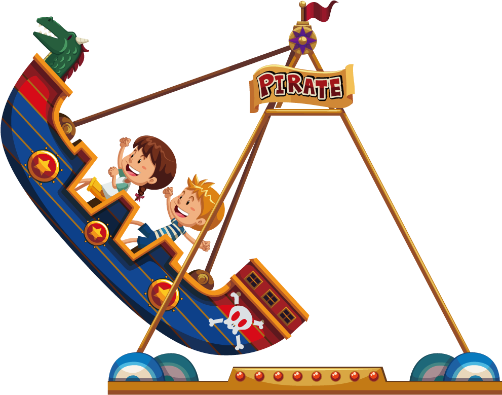 Pirate Ship Amusement Park Clip Art - Barco Pirata Juego (1000x1000)