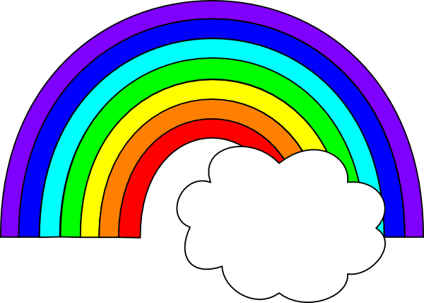 Rainbow And Cloud Clipart (600x428)