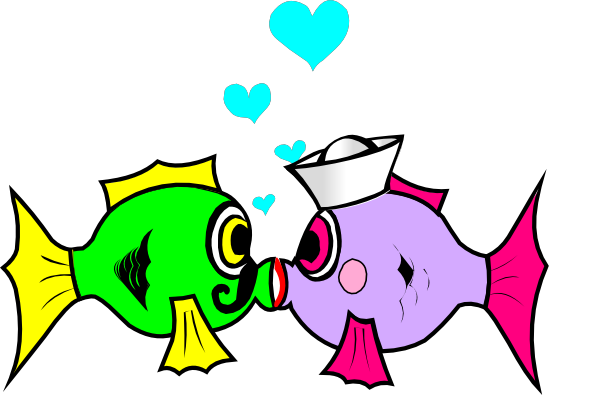 Sailor Kiss Fish 2 Clip Art At Clker - Kissing Fish Clipart (600x395)