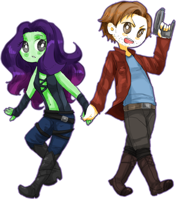 Peter/gamora By Reikiwie - Peter Quill And Gamora (600x686)