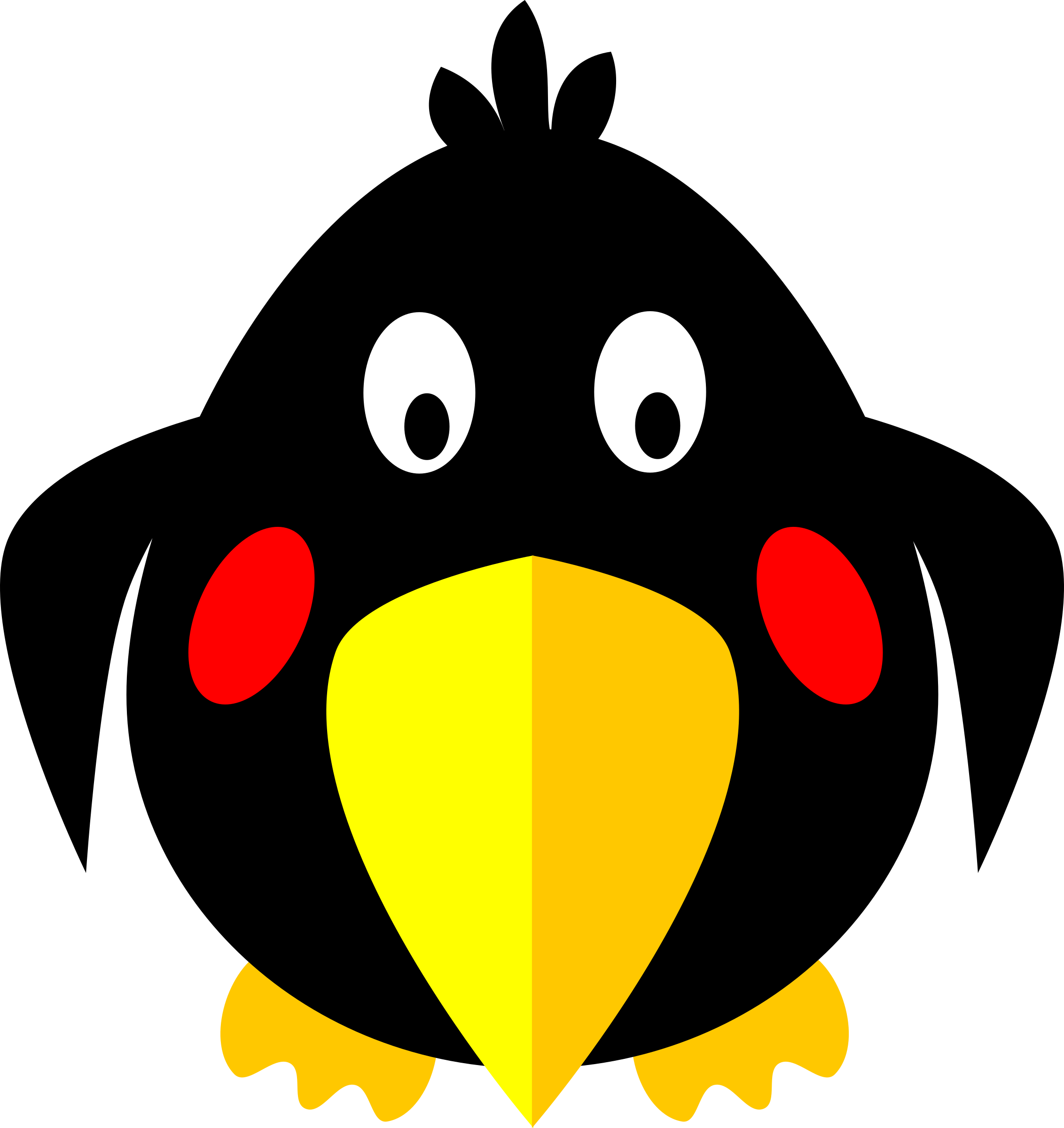 Clipart - Clip Art Black Bird (2264x2400)