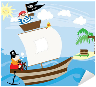 Pirate Ship And Island With Treasure - Pirate (400x400)