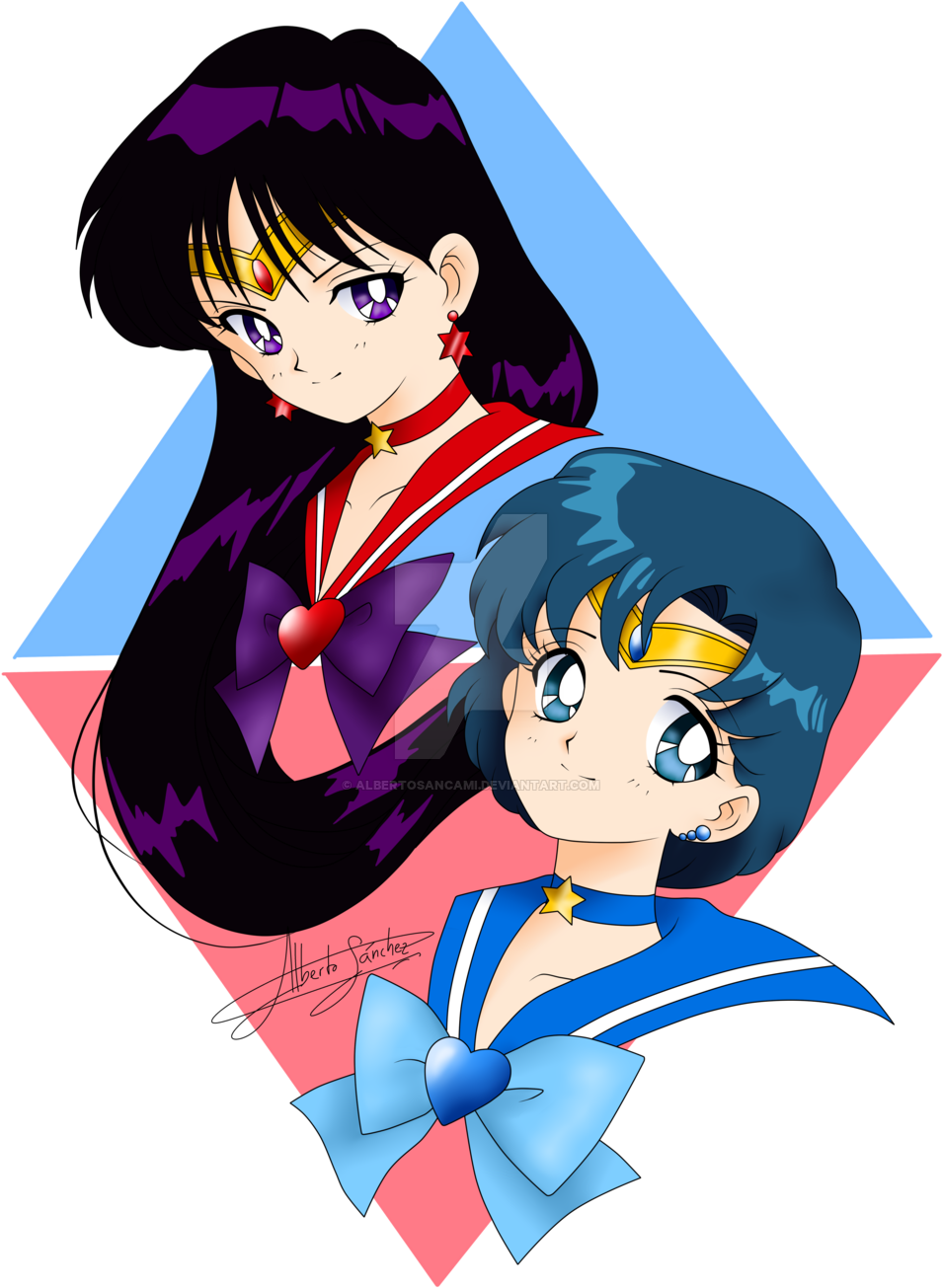 Mars Clipart Mercury - Sailor Mercury And Sailor Mars (1024x1331)