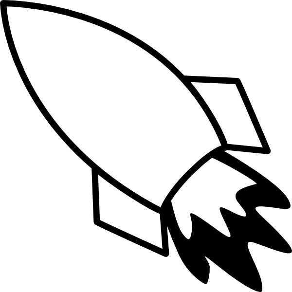 White Rocket Ship And Black Clipart - Rocket Ship Coloring Pages (600x600)