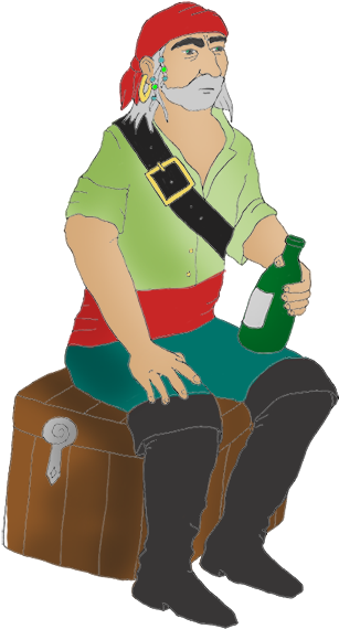 Pirate Picture With Bottle - Pirates Sitting Cartoon (343x591)
