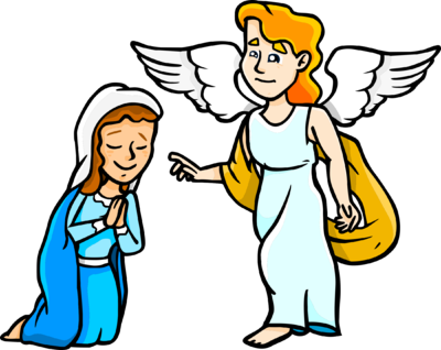 Mary In Bible Clip Art - Angel Gabriel And Mary Cartoon (400x318)