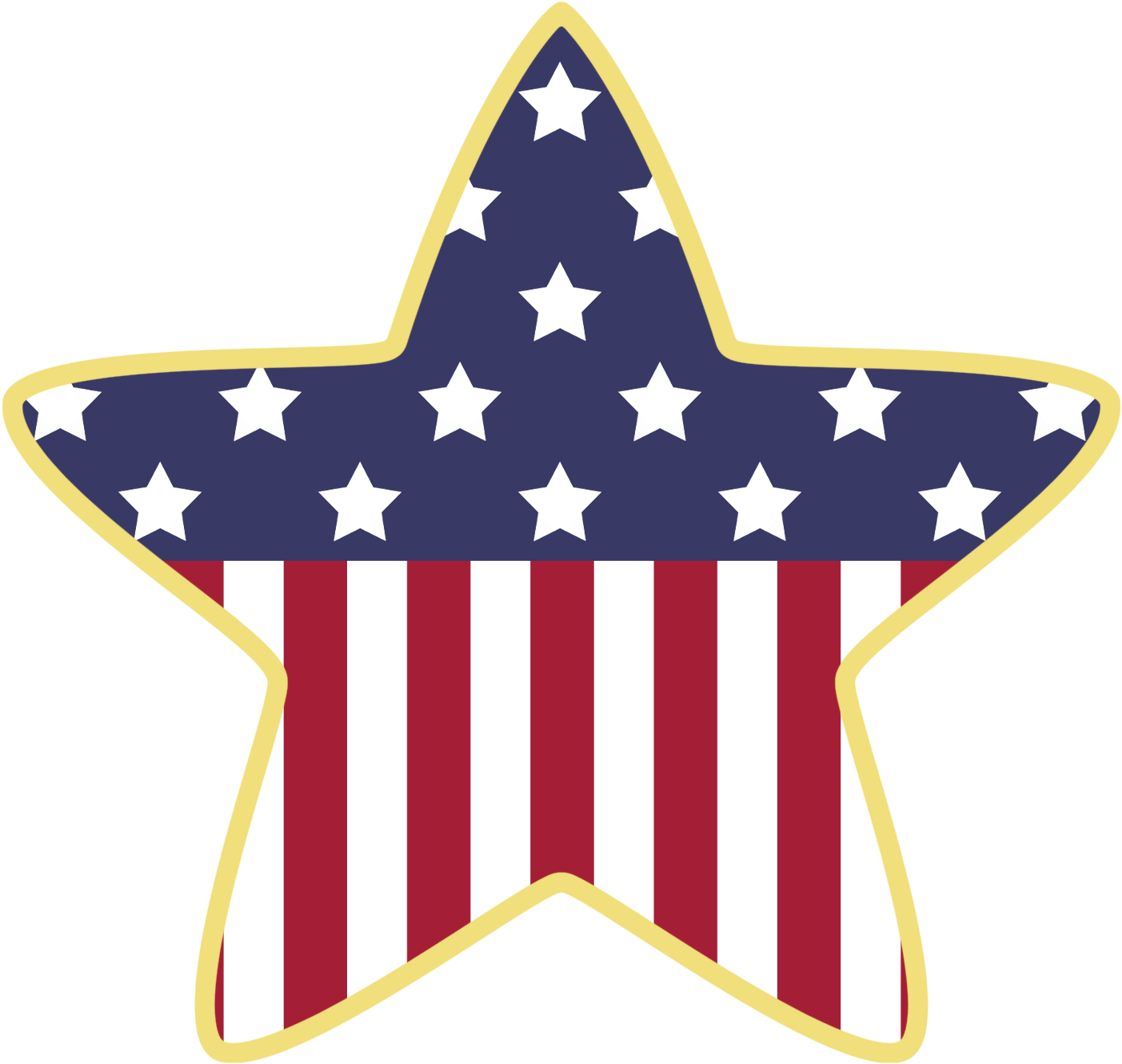 July Fireworks Clip Art Stars - American Flag Clip Art Star (1443x1371)