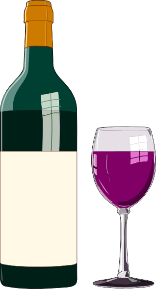 Wine Glass Wine Bottle And Glass Vector Clip Art - Wine Bottle Clip Art (324x600)