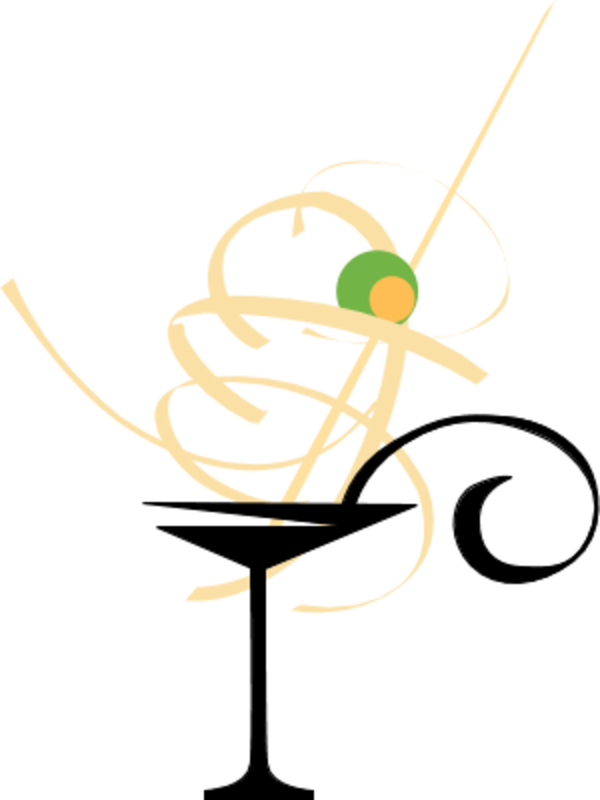 Martini Drink In A Fancy Glass With Olive - Martini Glass Clip Art (600x800)