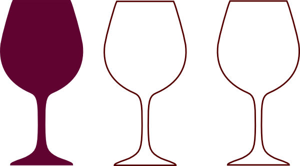 Filled In Glass Silouhette Clip Art - Vinglas Clipart (600x332)