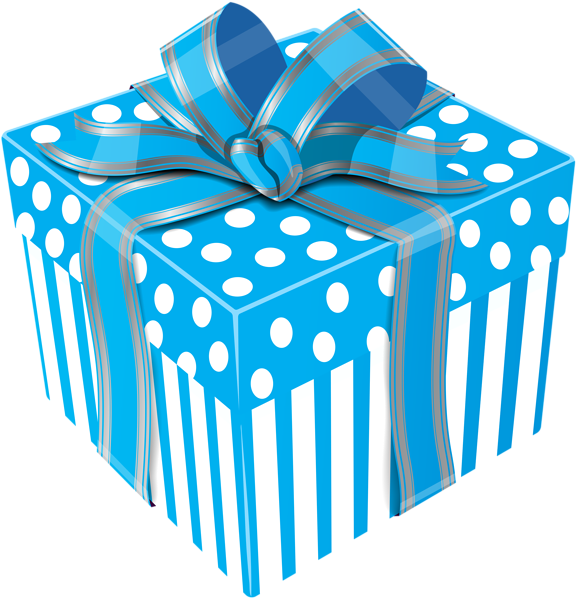Cute Blue Gift Box Transparent Png Clip Art Image - Blue Present Clip Art (582x600)