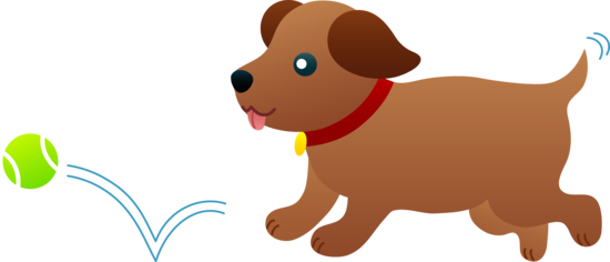 Free Clip Art Of A Cute Brown Puppy Chasing After A - Dog Catching Ball Clipart (550x236)