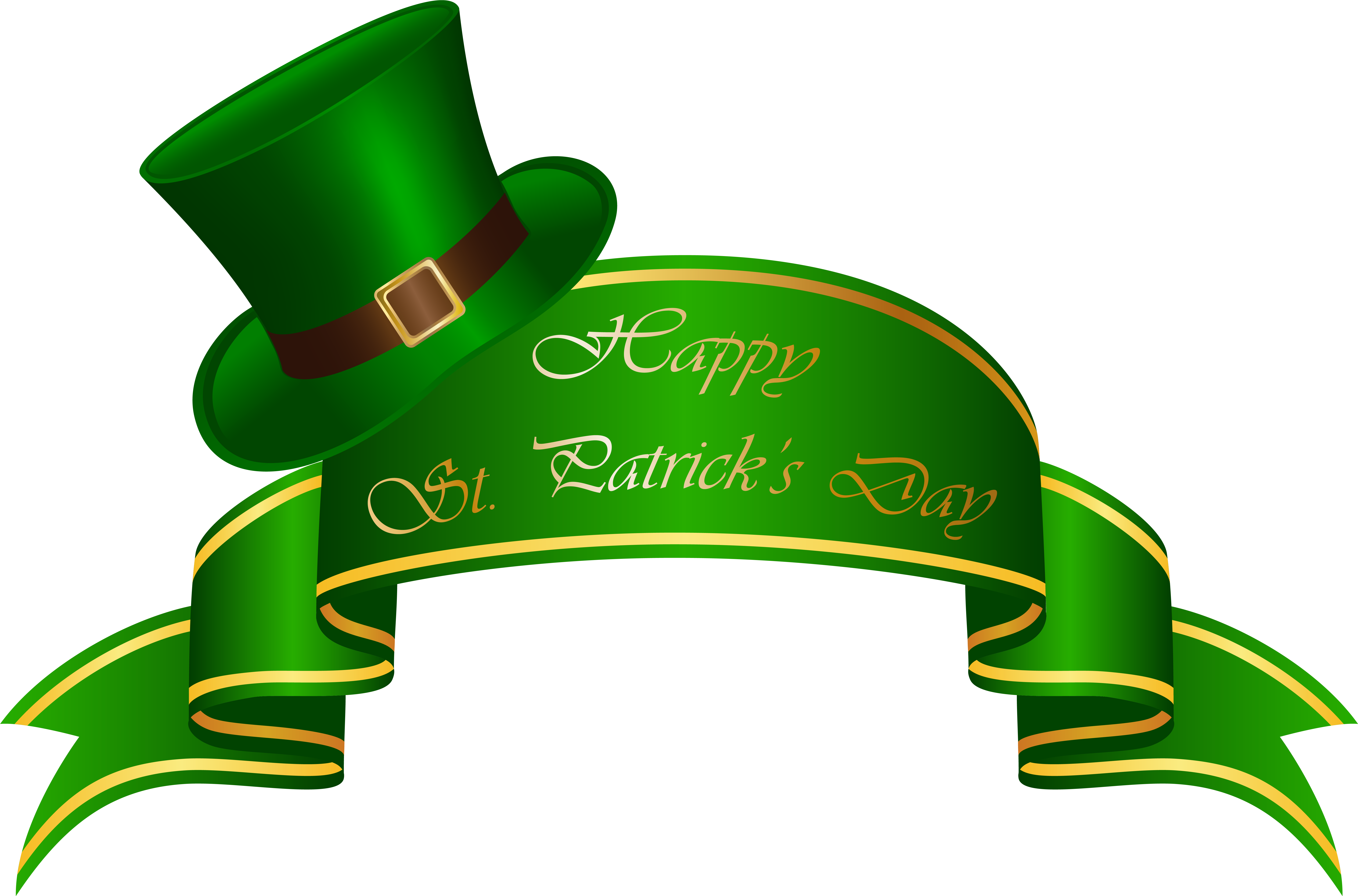 St Patricks Day Banner And Hat Transparent Clip Art - St Patrick's Day Banner (7979x5265)