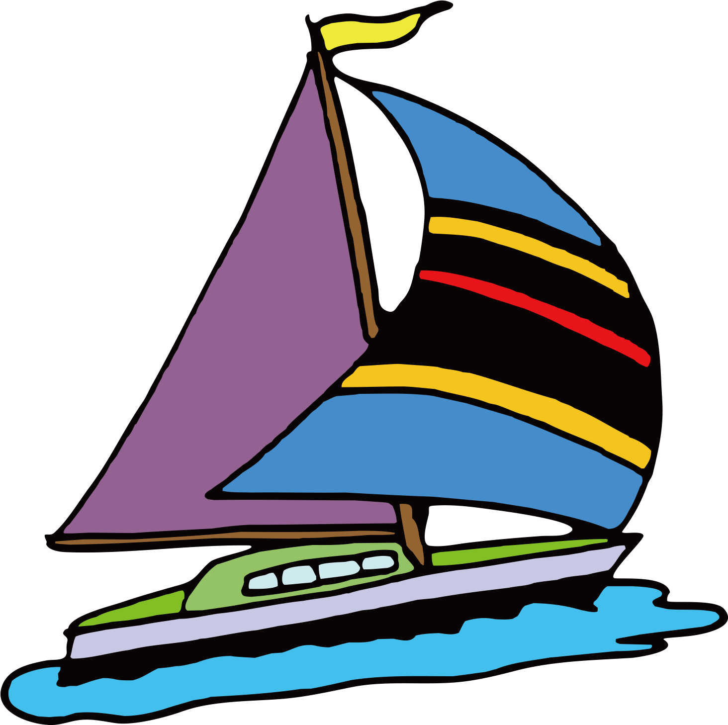 Sailing Ship Cartoon Clip Art - Sailing (1729x1600)
