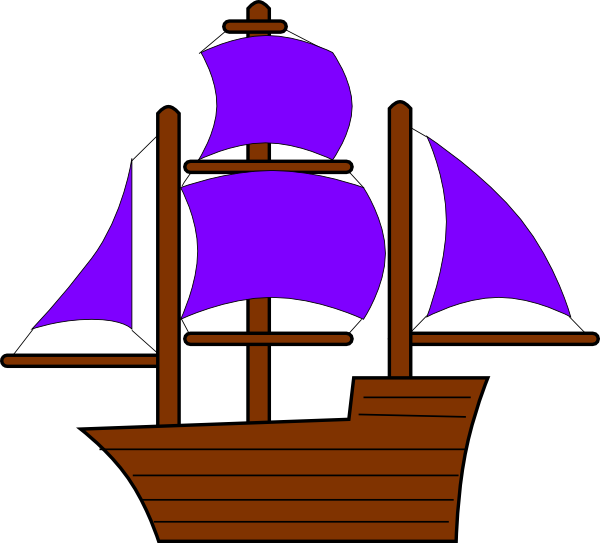 Purple Pirate Ship Clip Art At Clker - Orange Pirate Ship Clip Art (600x543)