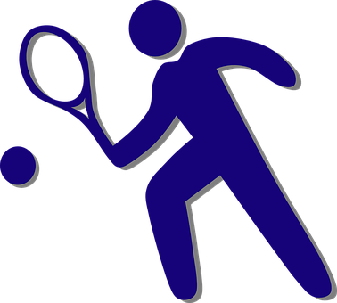 Tennis Sports Tennis Racket Man Blue Silho - Raquete De Tenis Quadra (378x340)