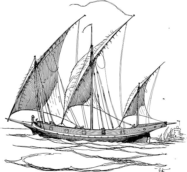 Maritime, Sailing, Ship, Sailing Boat, Ships - Sail Boat Drawing Png (640x586)