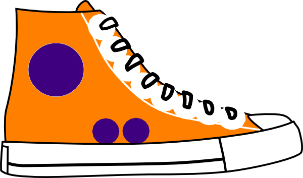 Orange Hightop Clipart - Orange Sneaker Clip Art (600x353)