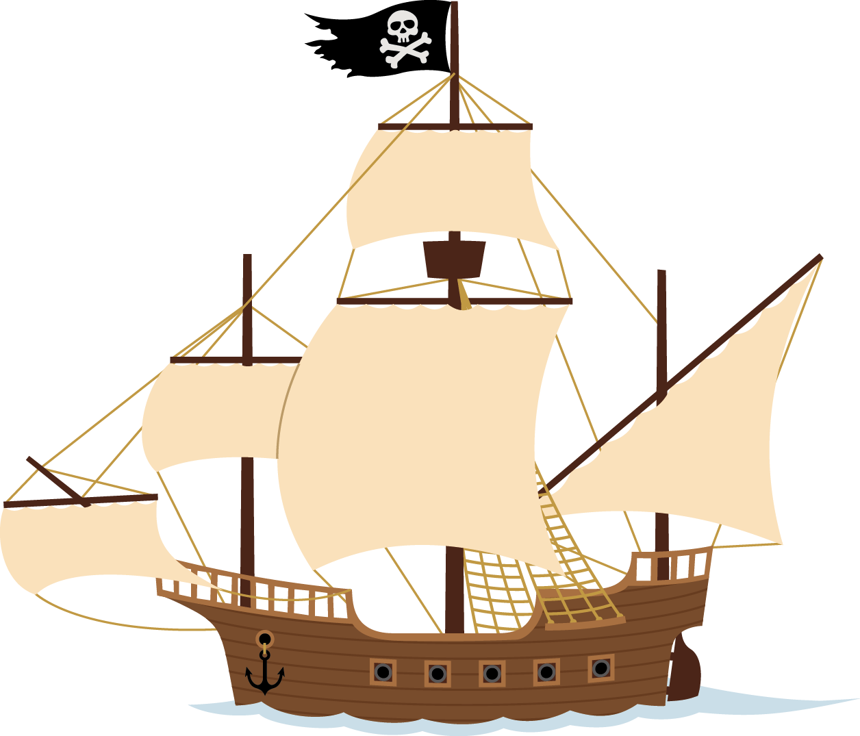 Peter Pan Ship Piracy Clip Art - Pirate Ship Illustration (1256x1075)